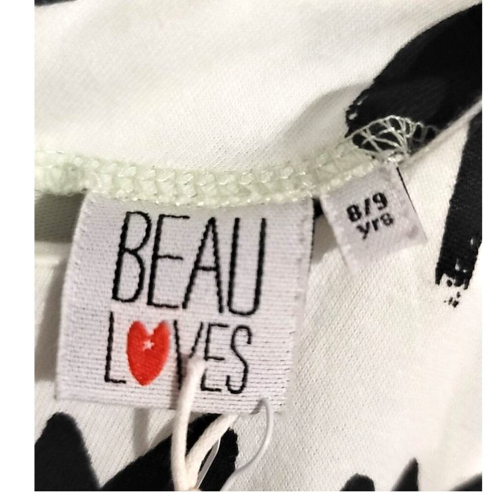Beau Loves Tulip Floral Short Sleeve Crewneck Hi-Low Hem Cotton Dress 8/9 NEW - Picture 5 of 9